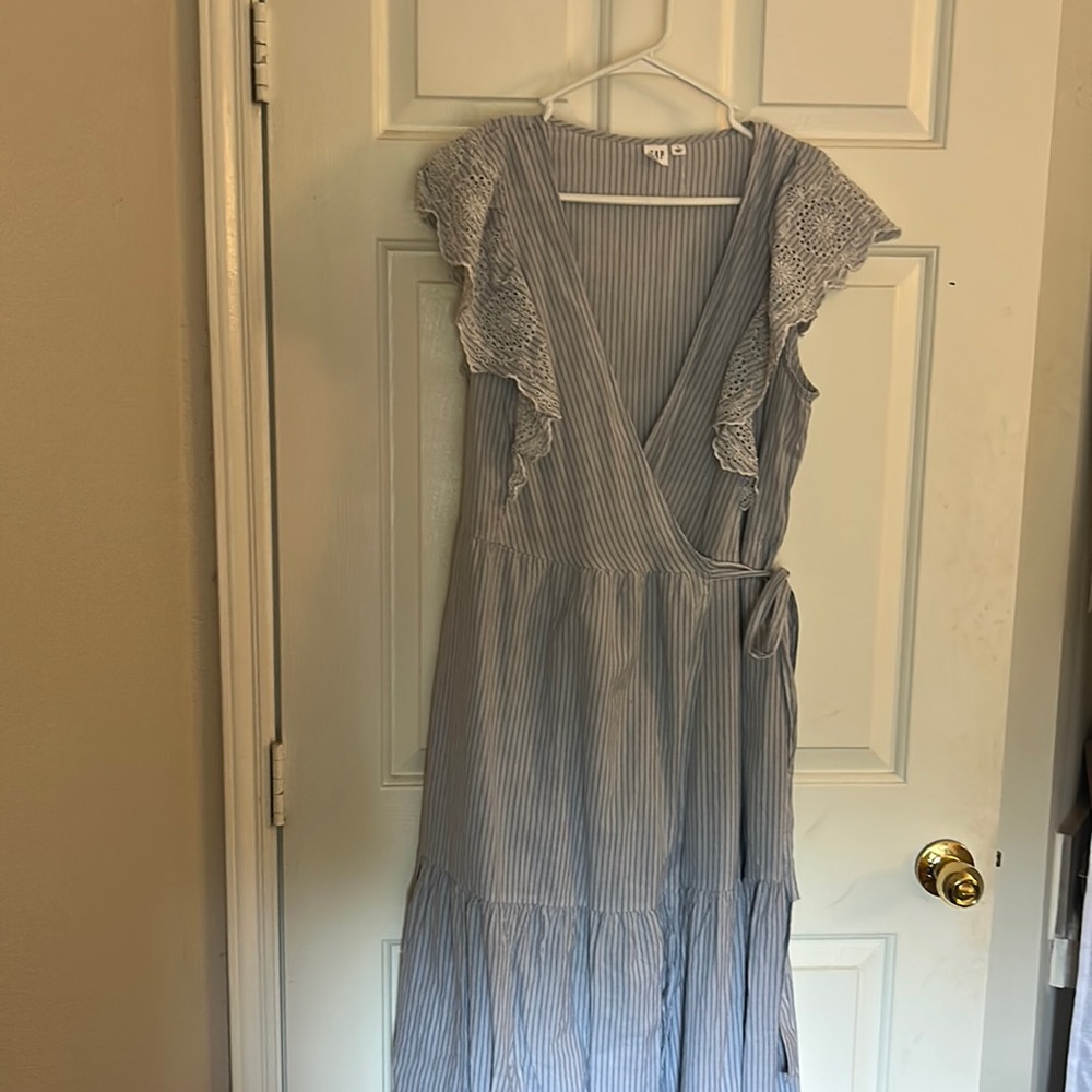 Gap Summer Blue Stripes Wrap Tie Dress NWOT